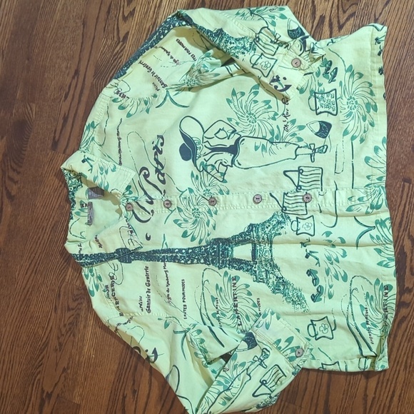 Vtg Jane Ashley Lime Green Paris Graphics Button Front Cotton Jacket Sz 2X - Picture 7 of 8